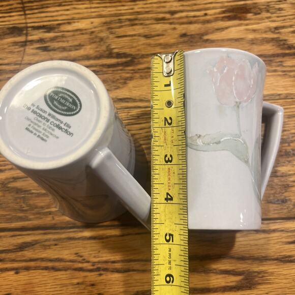TWO Portmeirion Seasons FLOWERS By Susan Williams-Ellis Blue Mugs 4.5" TALL EXC! - Picture 7 of 7